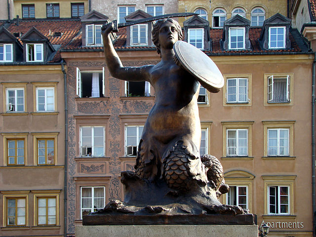 The mermaid of Warsaw in the Warsaw's Old Town square in Poland